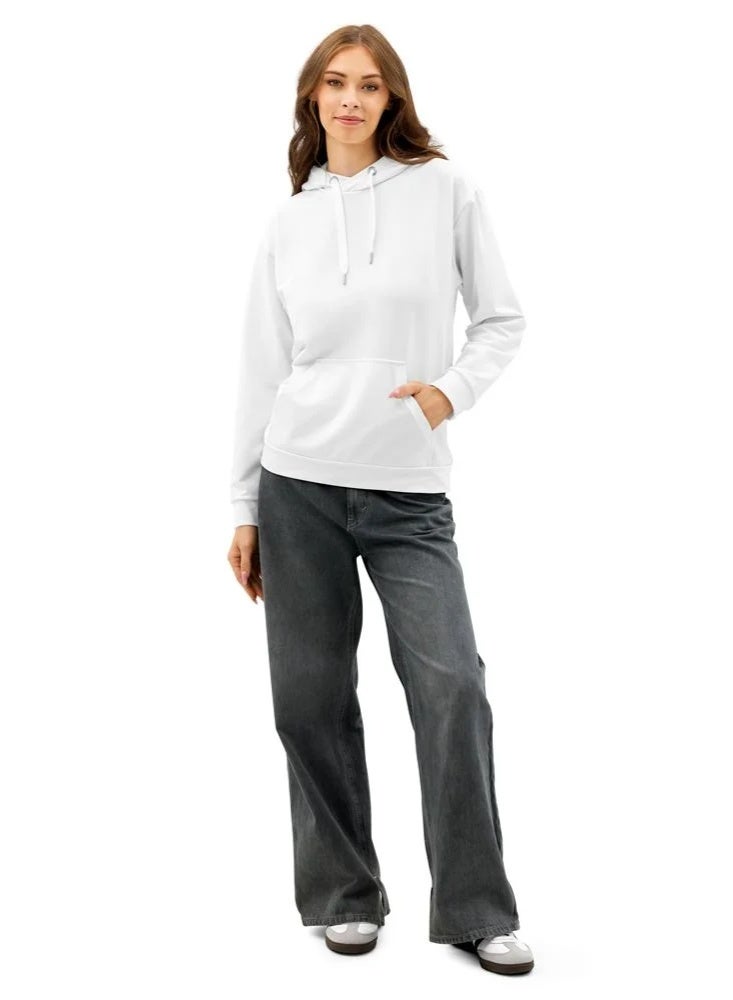 Basic White Hoodie with Pocket - Image 4